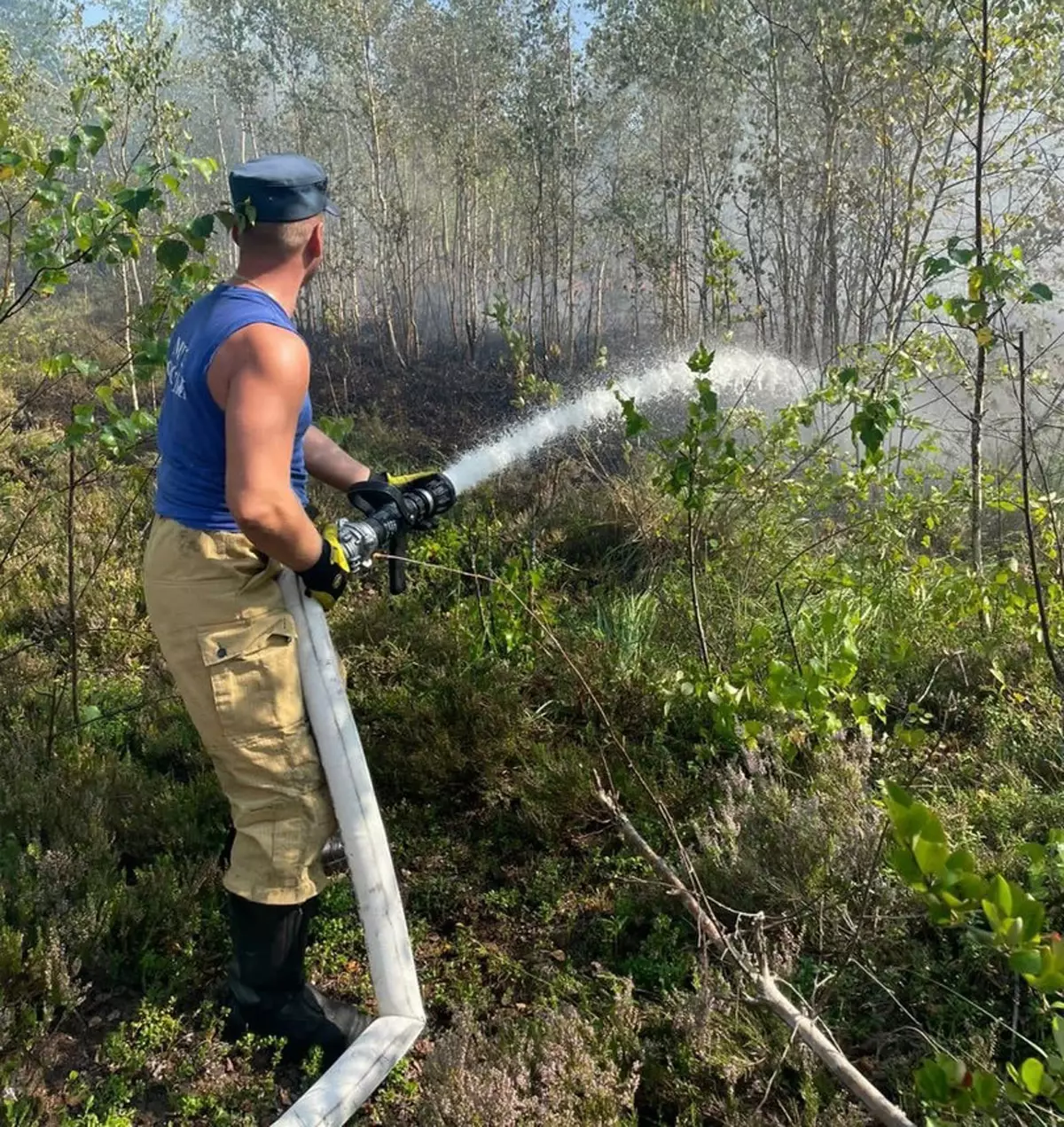 В поселке Тесово-Нетыльский Новгородского района пожарные ликвидировали тление торфа