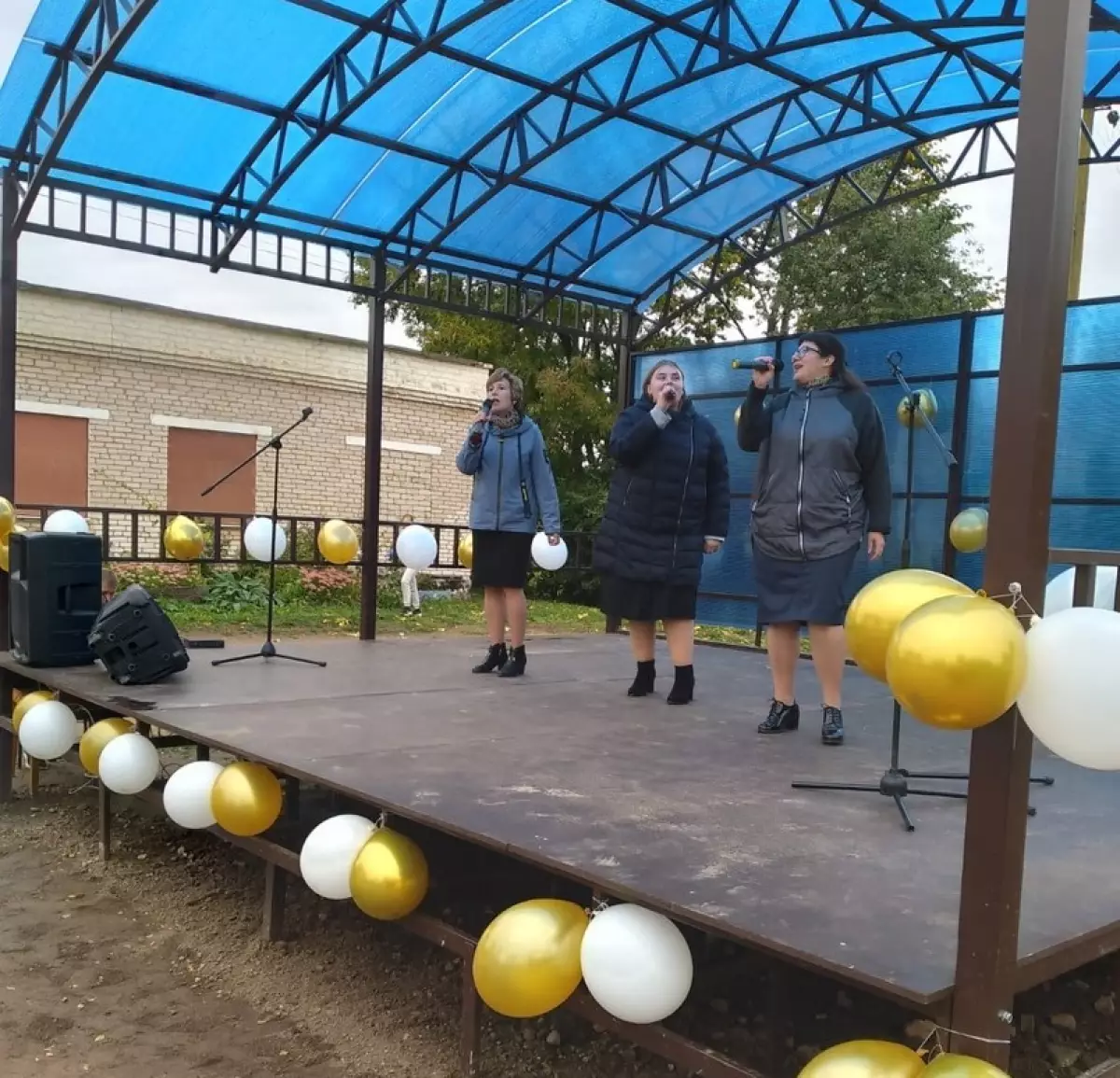 В селе Медведь Шимского района торжественно открыли новую уличную сцену