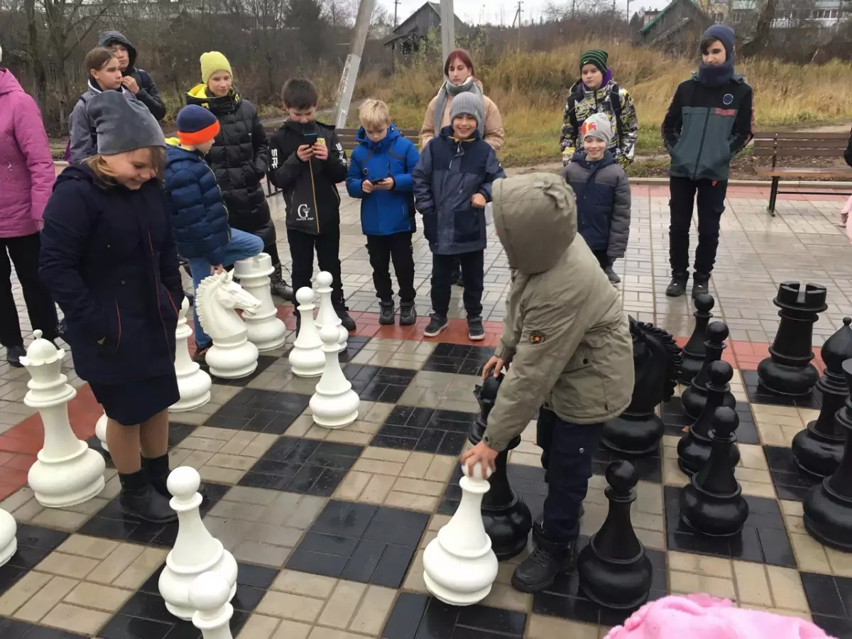 В Батецком появилось шахматное поле на открытом воздухе