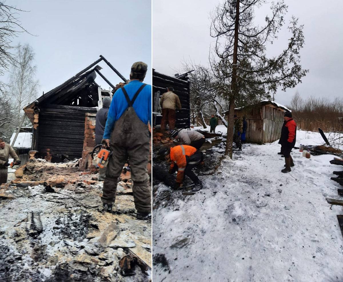 Жители деревни Сергеево Парфинского района «всем миром» помогают погорельцам
