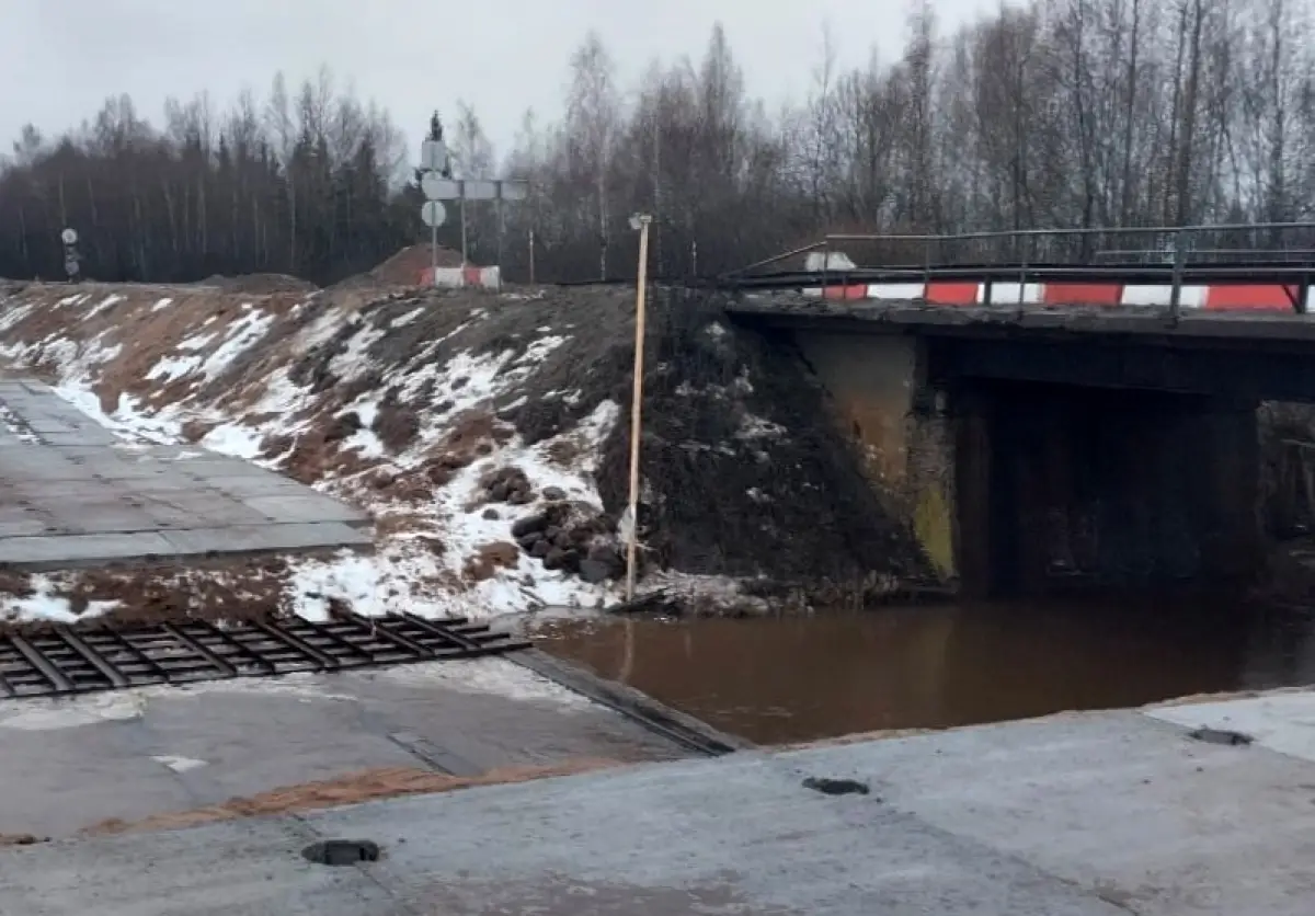 В Старорусском районе возводят временный мост через реку Перехода