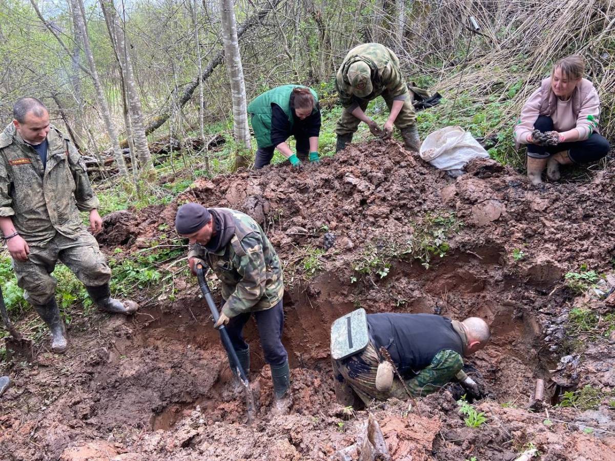 В Холмском округе поисковики подняли останки 33 воинов 8-й гвардейской Панфиловской дивизии
