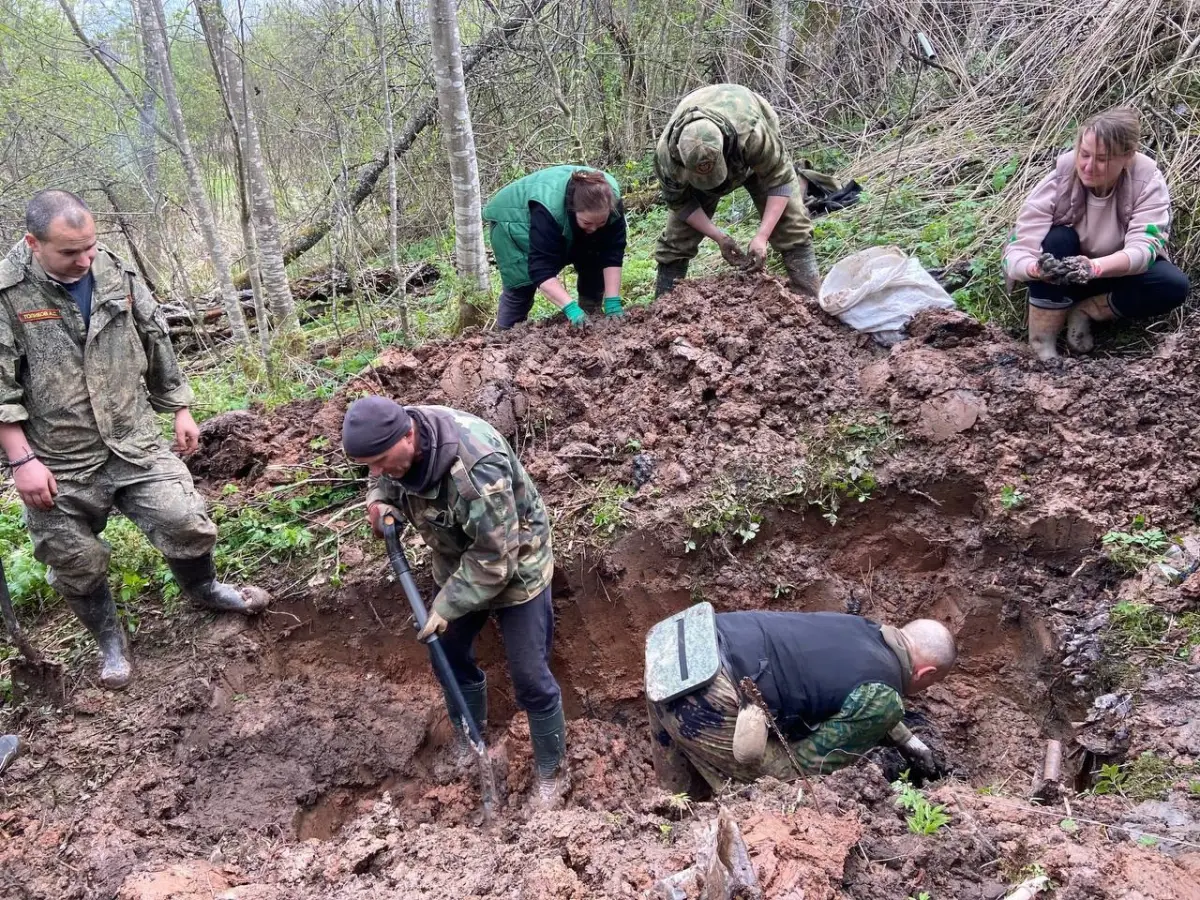 В Холмском округе поисковики подняли останки 33 воинов 8-й гвардейской Панфиловской дивизии