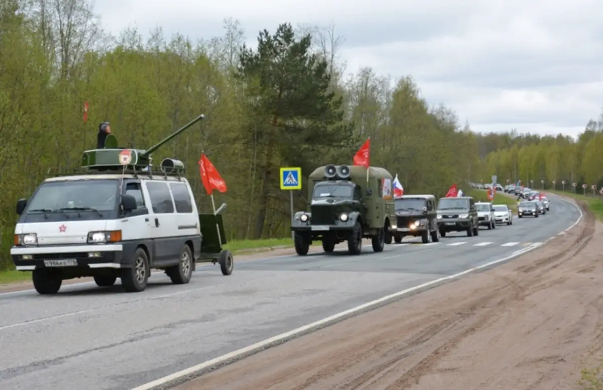 В Демянском округе провели автопробег в честь Дня Победы