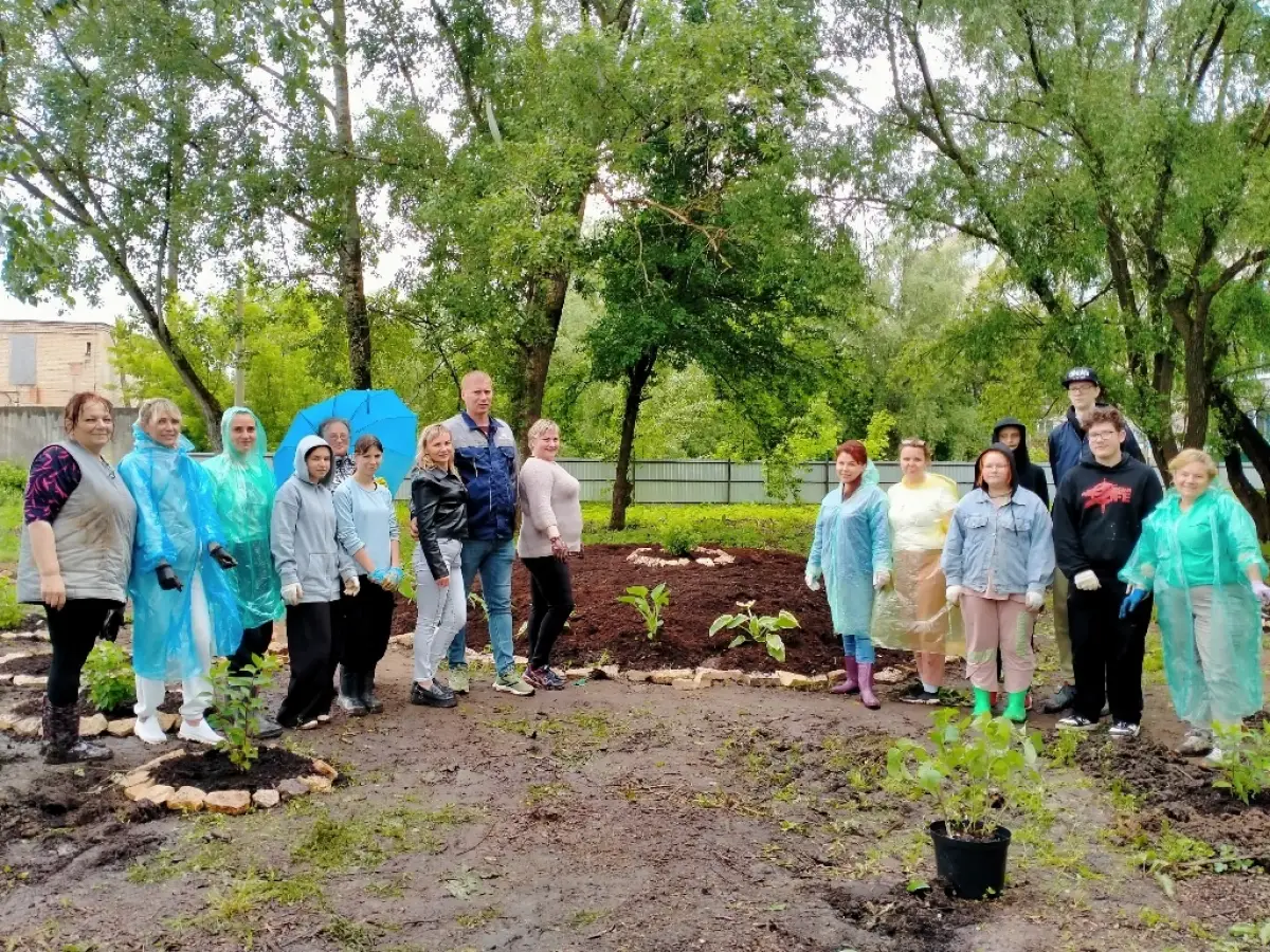 На территории Панковской школы благоустраивают гортензиевый сад
