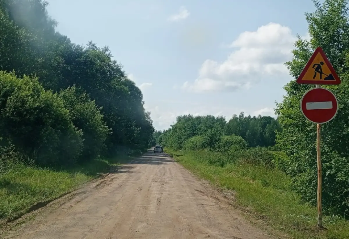 В Старорусском округе временно закрыли размытый участок дороги