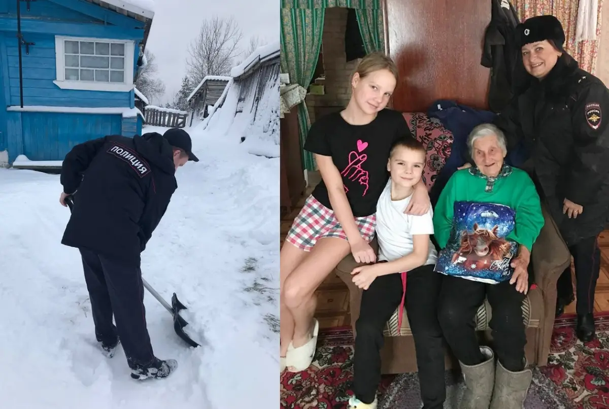 В заснеженном Демянском округе полицейские и пожарные помогают жителям