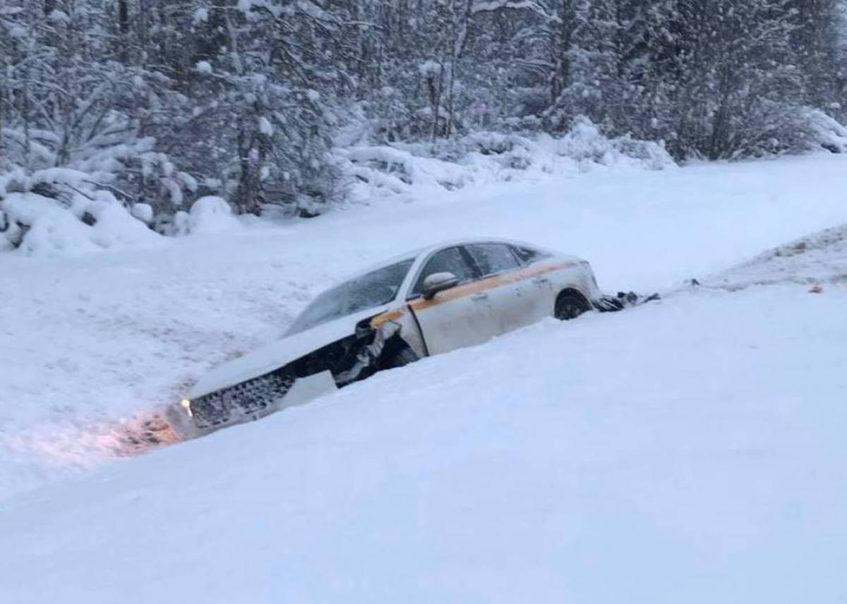 В Чудовском округе легковой автомобиль неудачно съехал в кювет