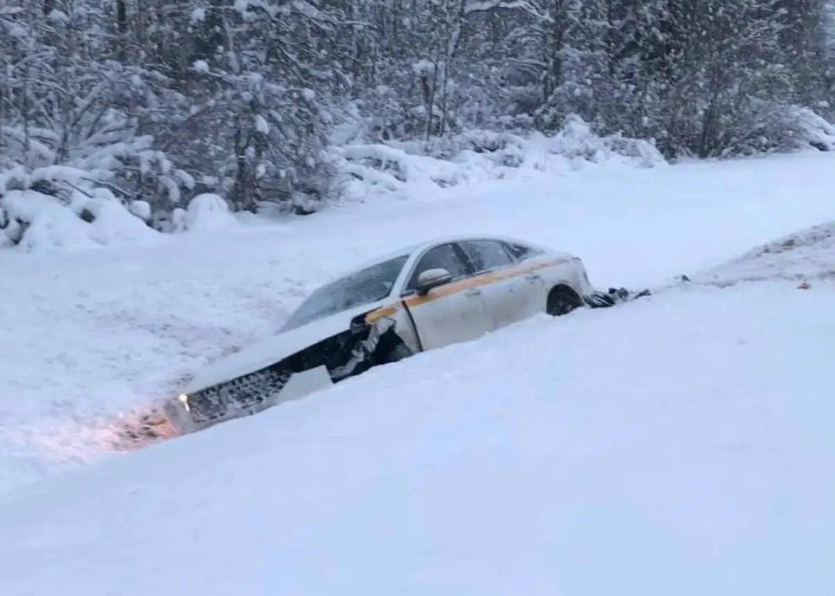 В Чудовском округе легковой автомобиль неудачно съехал в кювет