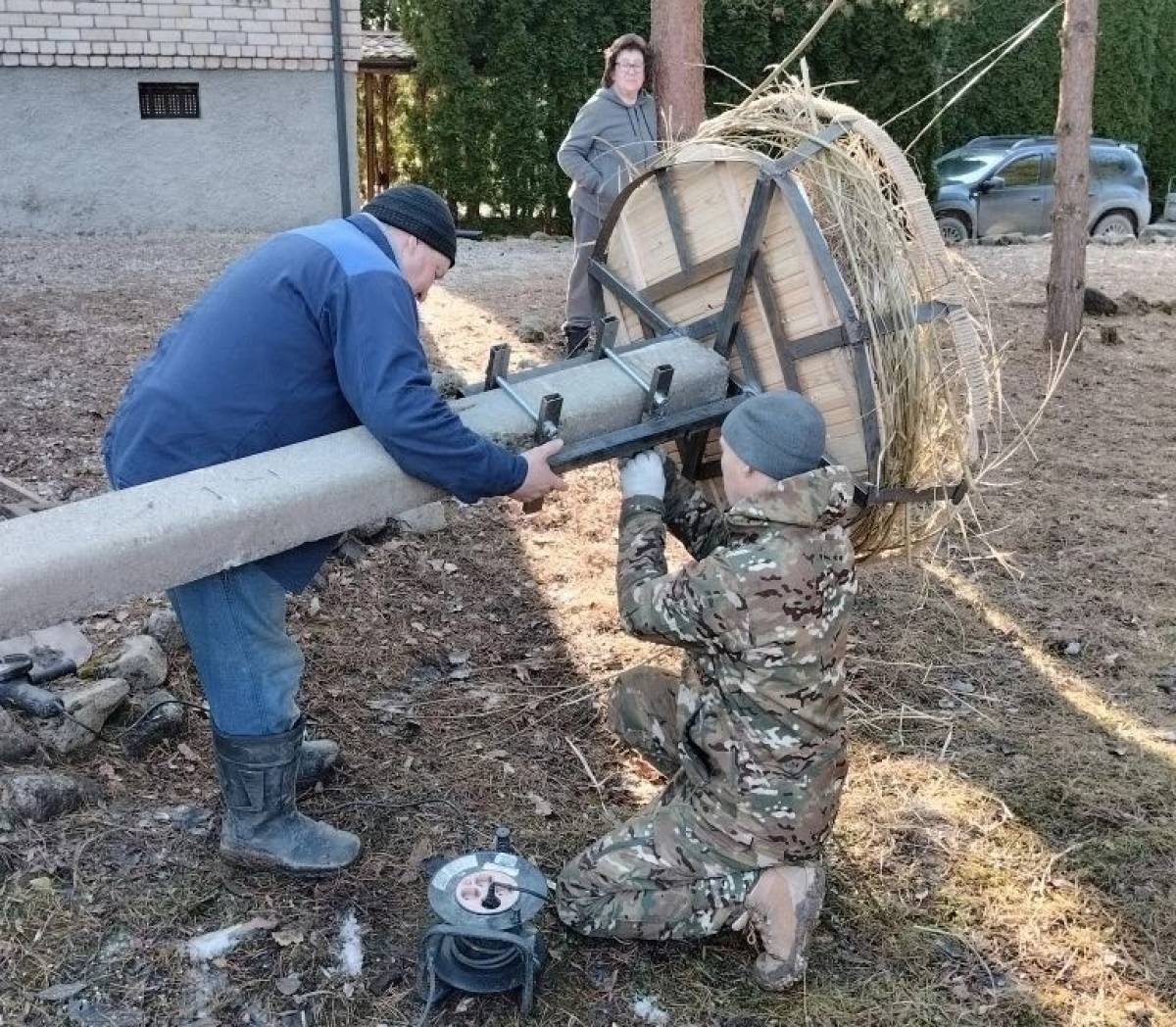 Жители деревни Шелонь приготовили для аистов комфортное жильё