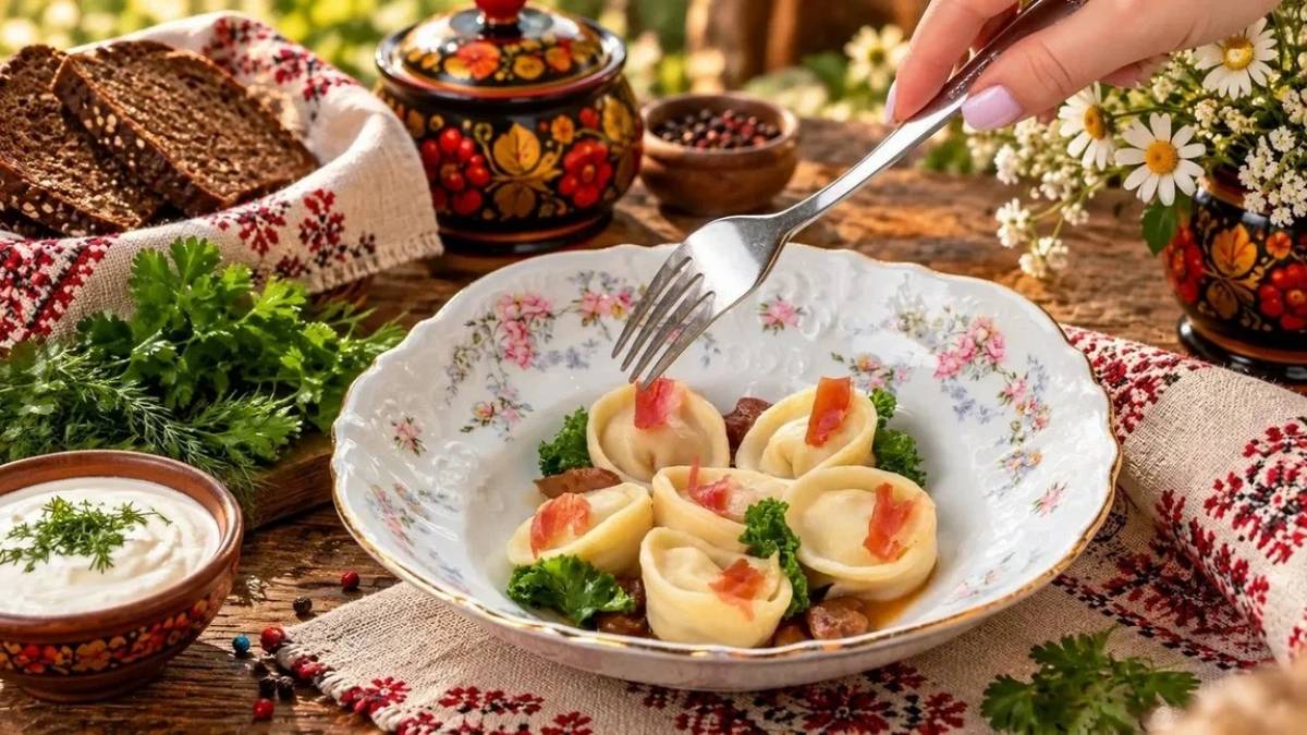 Пельмени с копчёным сигом и белыми грибами от кафе «Чайка»